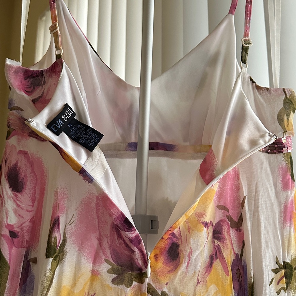NWT Eva Blue Floral Spaghetti Strap Dress - Picture 8 of 8